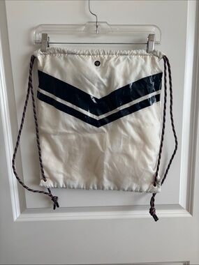 Tory Sport White Drawstring Backpack with Black Chevron